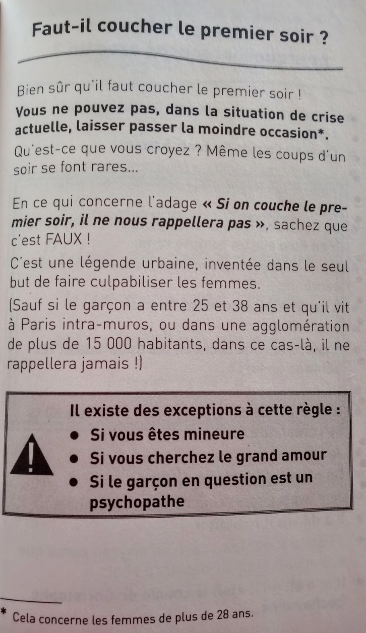 « Faut-il coucher le premier soir ? »